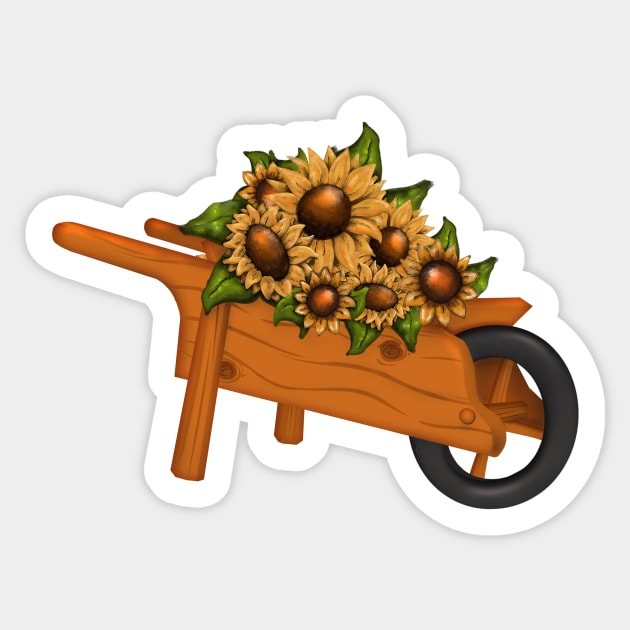 Sunflowers in Wheelbarrow | Cherie's Art Original (c)2021 Sticker by CheriesArt